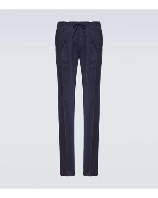 Pantaloni regular in lana vergine di Incotex in Blue da Uomo