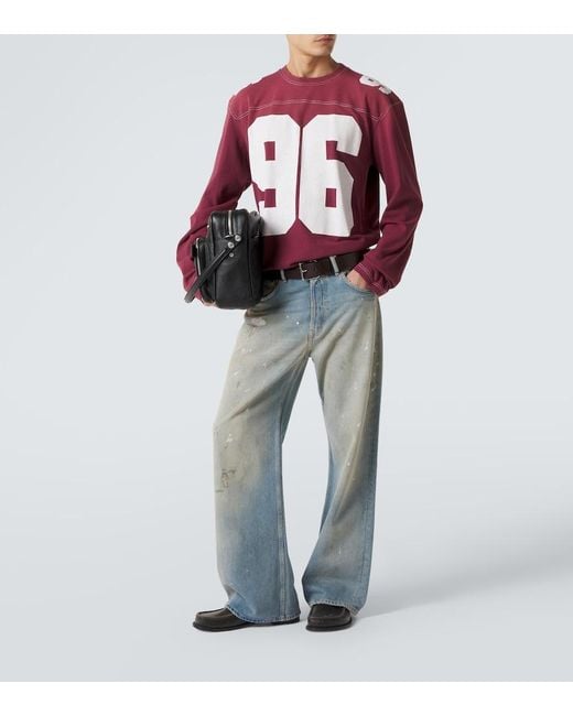 Acne Red Printed Cotton Jersey T-Shirt for men