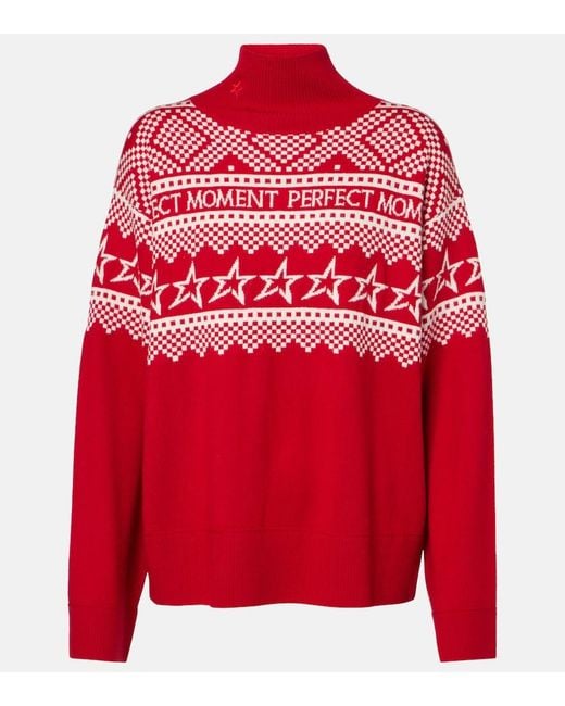 Perfect Moment Red Intarsia Wool Sweater