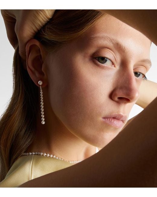 Sophie Bille Brahe White Piazza 18Kt Drop Earrings With Freshwater Pearls