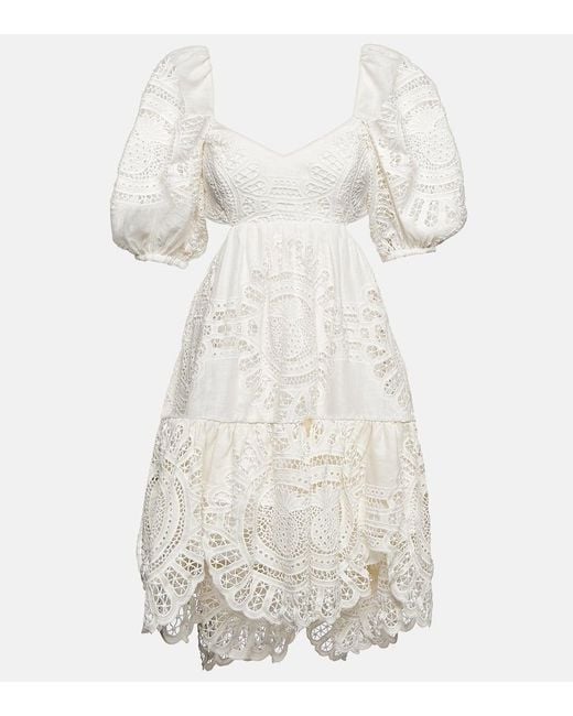 Zimmermann White Vacay Cutout Cotton Lace Minidress