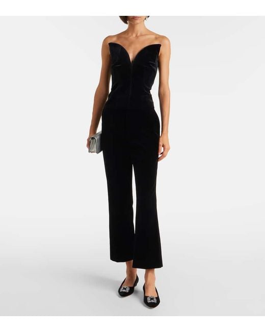 Manolo Blahnik Black Hangisi Embellished Velvet Ballet Flats