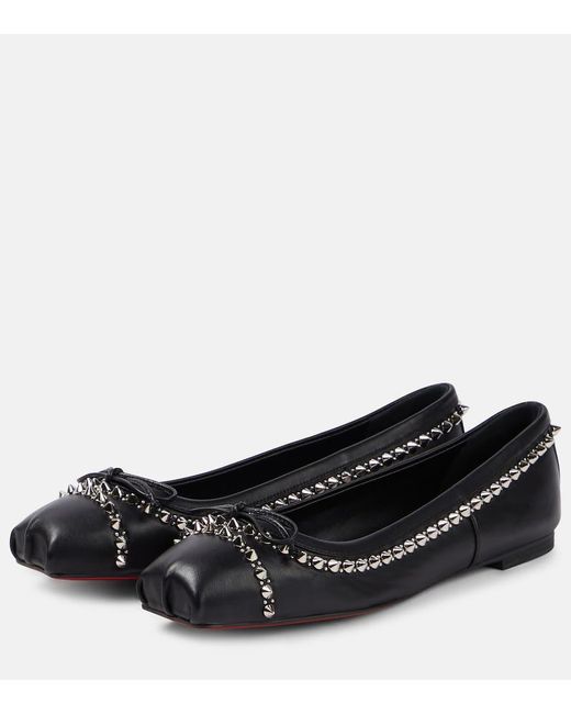 Ballerine Mamadrague Spikes in pelle di Christian Louboutin in Black