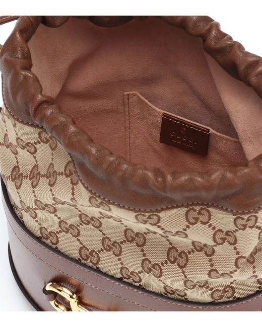 Gucci Horsebit 1955 Canvas Bucket Bag in Brown Lyst