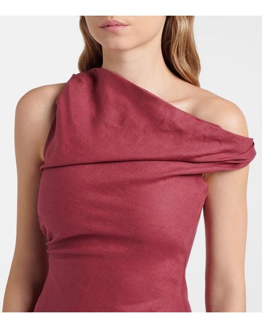 Faithfull The Brand Purple Suis Asymmetric Linen Maxi Dress