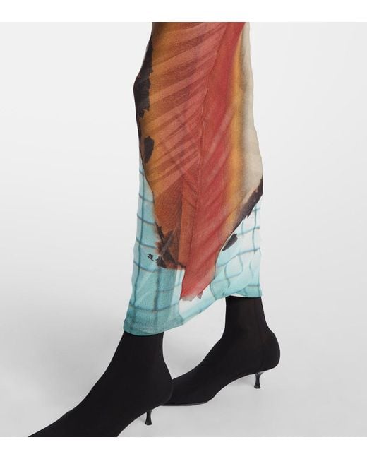 Jean Paul Gaultier Green Fire Tulle Maxi Skirt