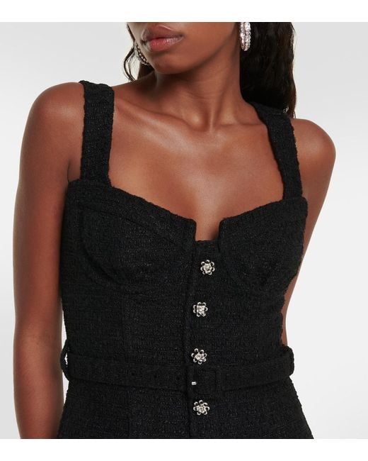 Self-Portrait Black Boucle Midi Dress