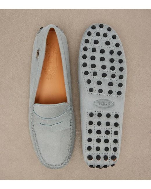 Tod's White Gommino Calf Hair Driving Shoes