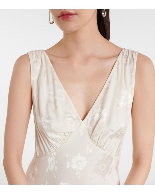 Rixo White Sandrine Floral Jacquard Midi Dress