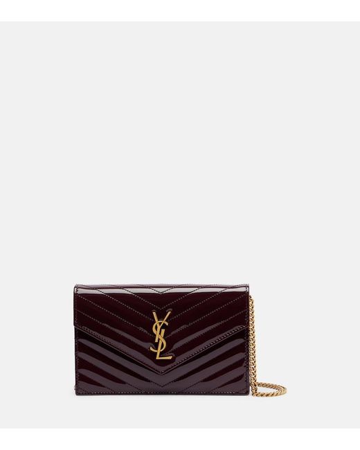 Saint Laurent White Cassandre Envelope Leather Wallet On Chain
