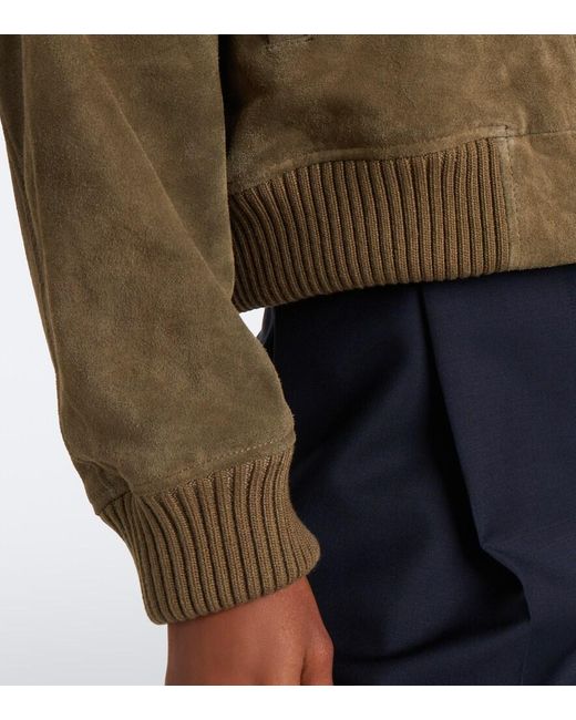 Arma Green Elysia Suede Bomber Jacket