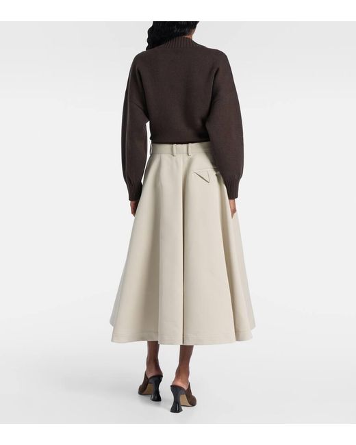 Bottega Veneta White Cotton And Silk Twill Culottes