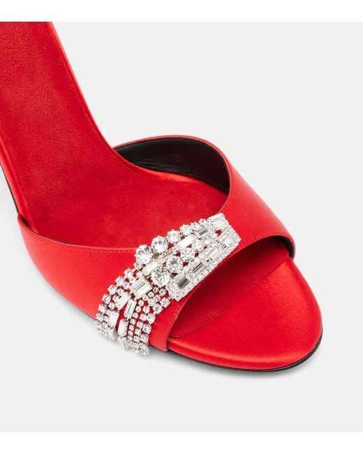 Magda Butrym Red Pantoletten Aus Satin Mit Kristallen