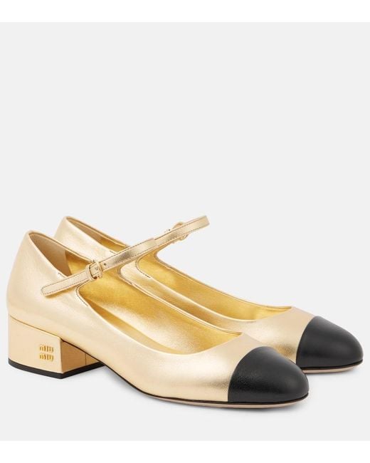 Miu Miu Metallic Leather Mary Jane Pumps