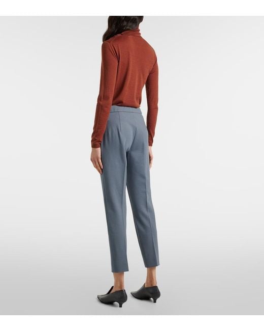 Max Mara Blue Pegno Jersey Cropped Pants