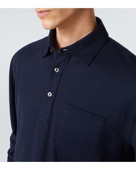 Ralph Lauren Blue Cotton And Cashmere Polo Shirt for men