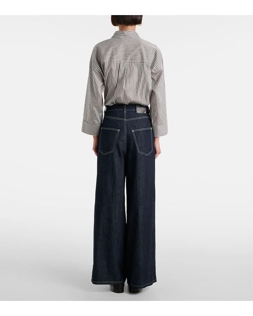 Max Mara Blue Weite High-Rise-Hose