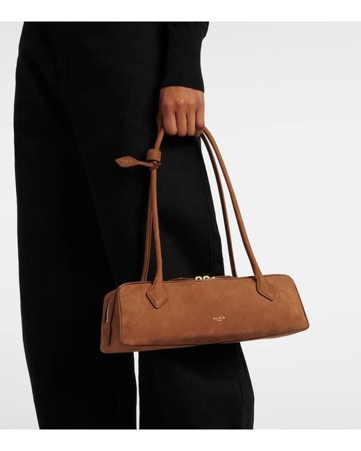 Alaïa Brown Schultertasche Le Teckel Medium Aus Veloursleder