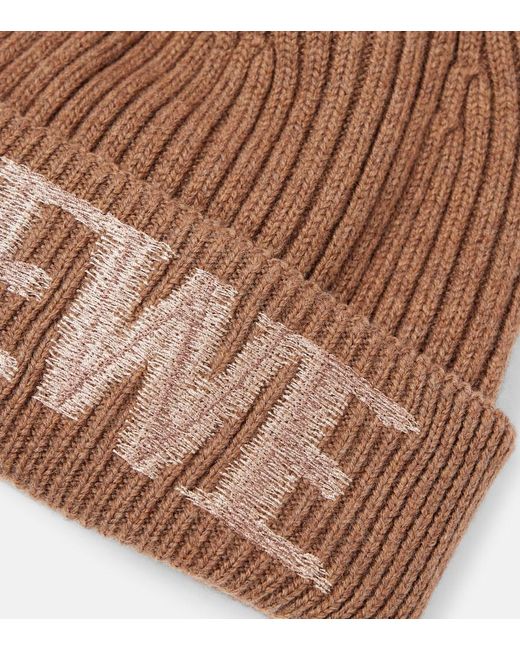 Loewe Brown Logo Ribbed-Knit Wool-Blend Beanie
