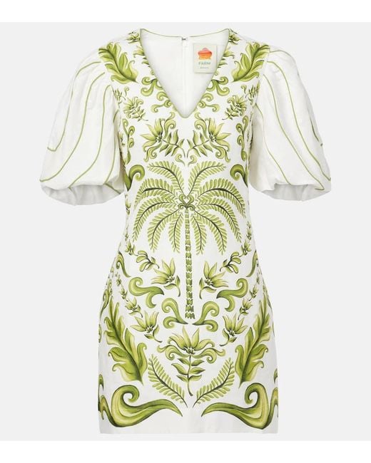Farm Rio Green Minikleid Milani Off- Aus Leinen
