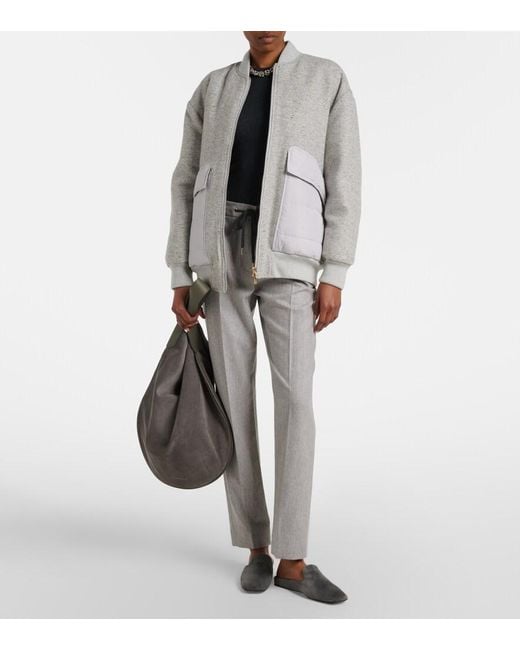 Eleventy Gray Herringbone Wool-Blend Down Jacket