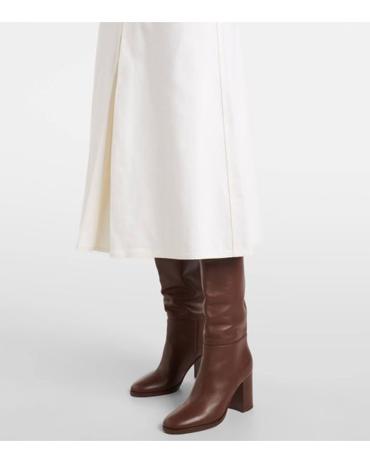 Max Mara White Renoir Pleated Cotton Midi Skirt