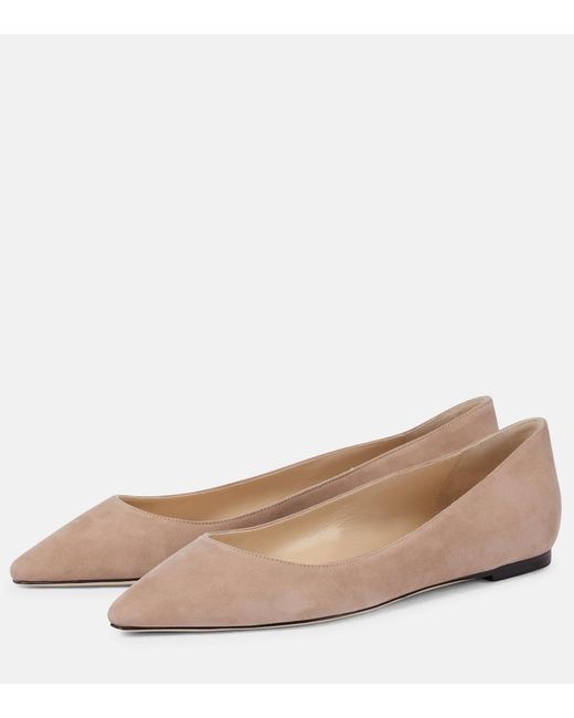 Jimmy Choo Natural Romy Suede Ballet Flats