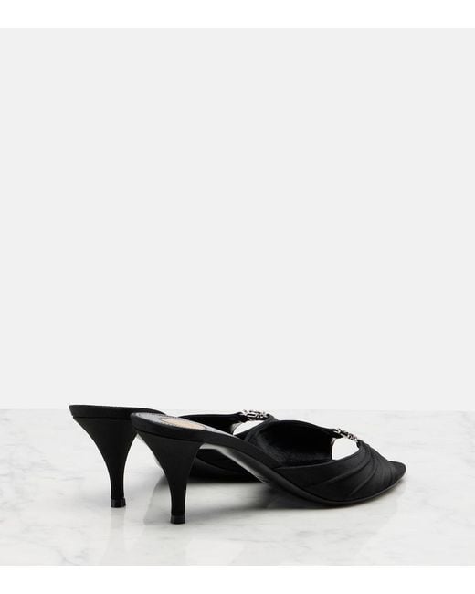 Saint Laurent Black Jerry 60 Embellished Crepe Satin Mules