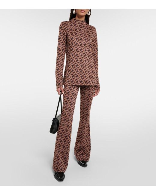 Diane von Furstenberg Brown Greg Printed Flared Pants