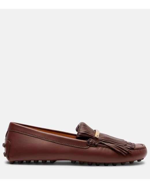 Mocasines Gommino De Piel Con Flecos Tod's de color Brown