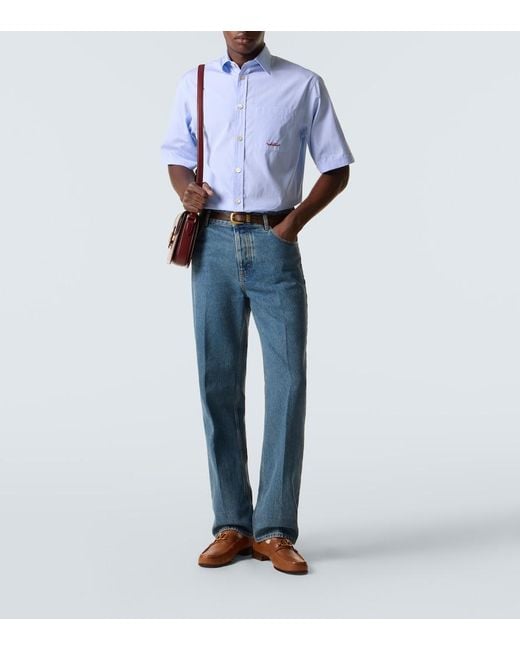 Valentino Blue Striped Cotton Shirt for men