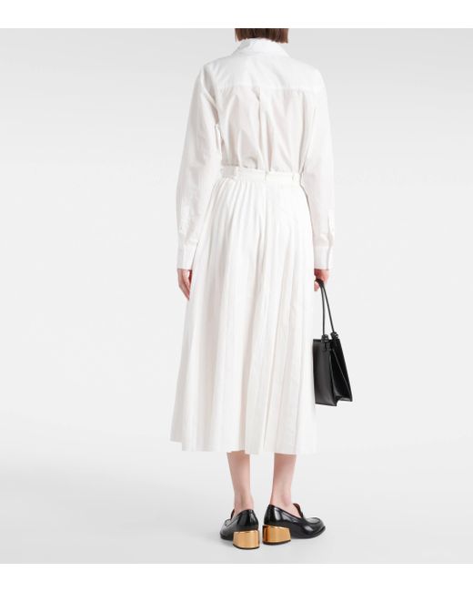 Joseph White Plisse Linen And Cotton-blend Midi Skirt