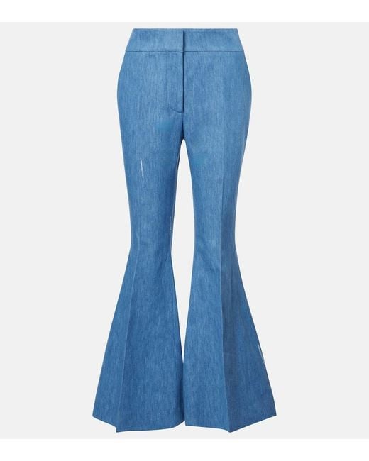 Gabriela Hearst Blue Marsh Cotton And Linen Flared Pants
