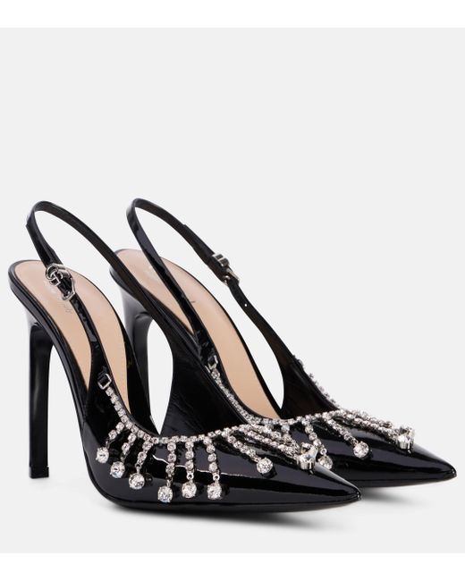 Gucci Black Pointed-Toe Patent Slingback Pumps