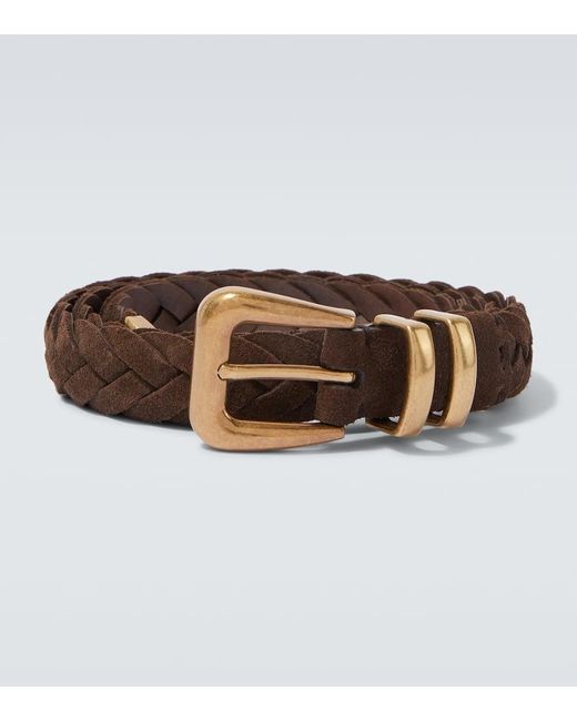 Brunello Cucinelli Brown Braided Suede Belt for men