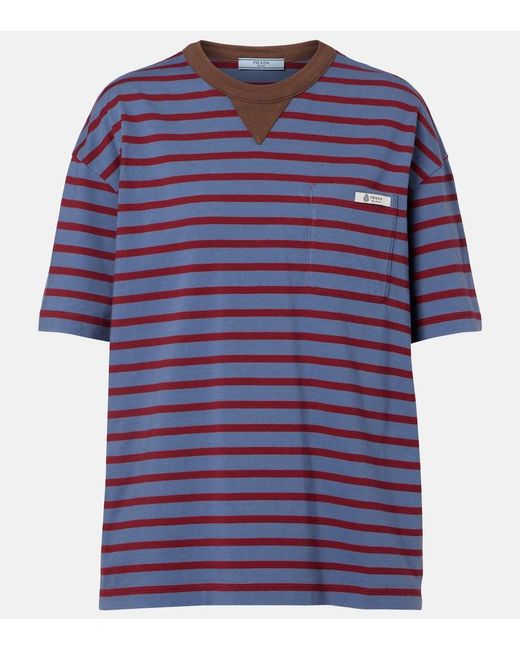 Prada Blue Striped Cotton Jersey T-Shirt