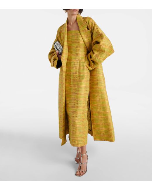 TOVE Yellow Sessy Strapless Cotton-blend Midi Dress