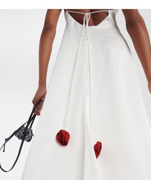 Magda Butrym White Rosette Embellished Slip Gown