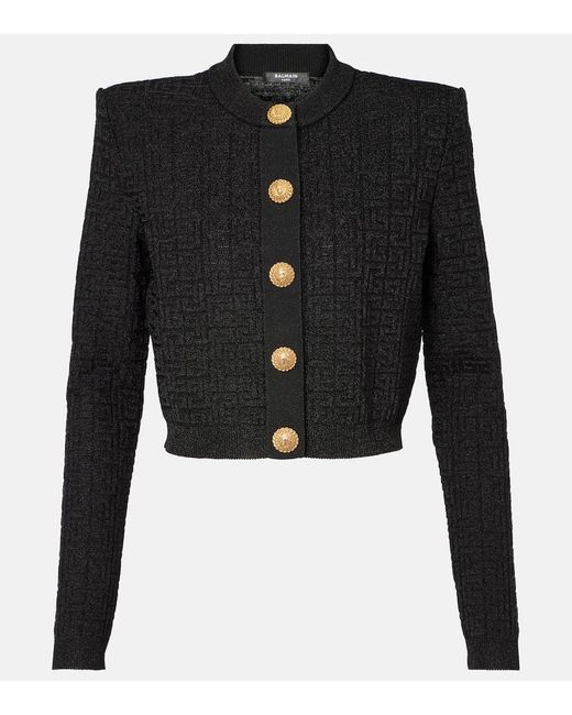 Balmain Black Cardigan Pb Labyrinth Aus Lame