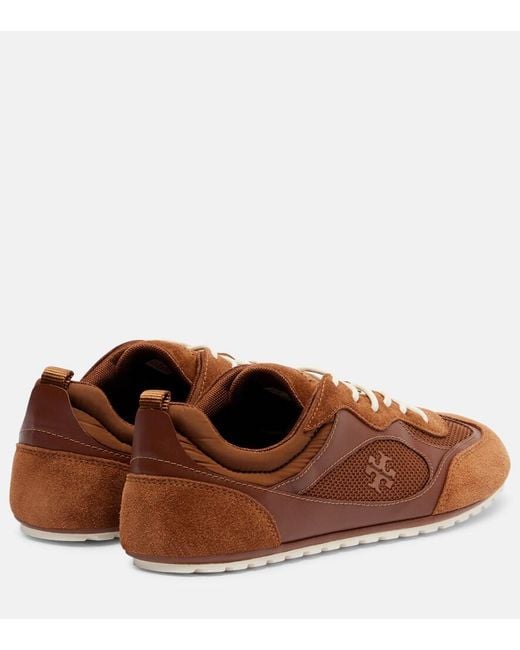 Tory Burch Brown Tory Travel Suede-Trimmed Sneakers