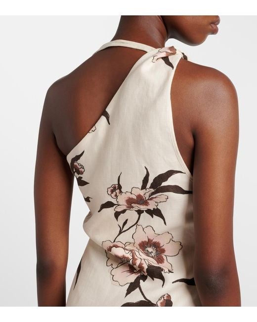 Sir Natural Floral One-Shoulder Linen Minidress