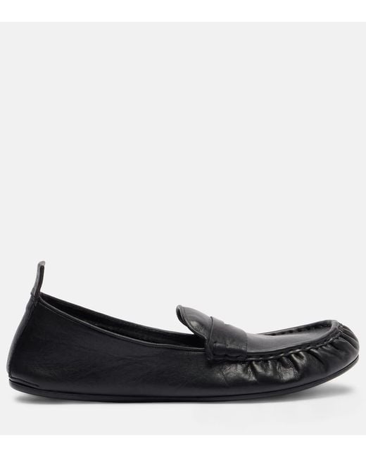 Acne Black Leather Penny Loafers