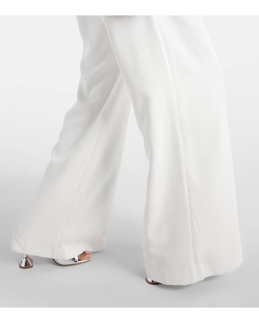 Self-Portrait White Bridal Embellished Crepe Jumpsuit