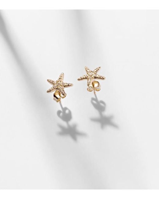 Sydney Evan White Starfish 14Kt Earrings With Diamonds