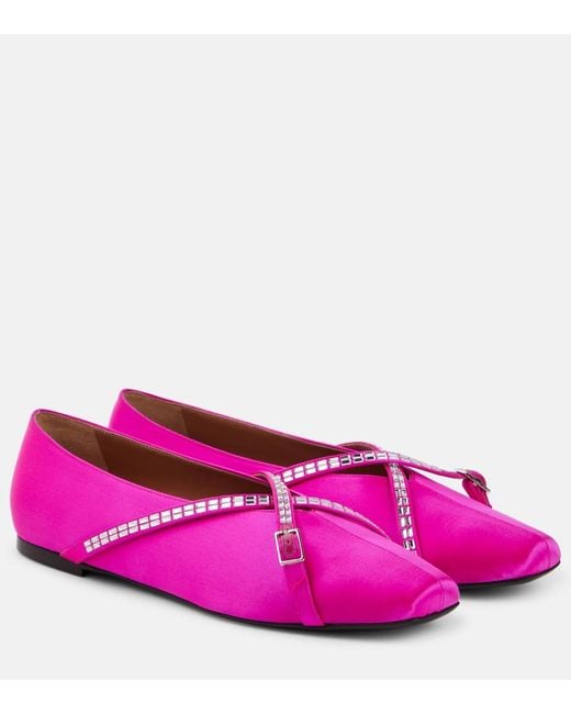 D'Accori Purple Cara Satin Ballet Flats