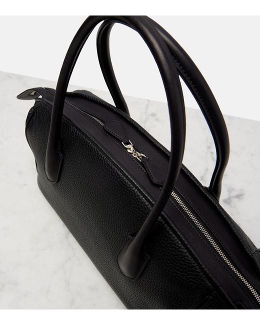The Row Black E/W India Large Leather Tote Bag