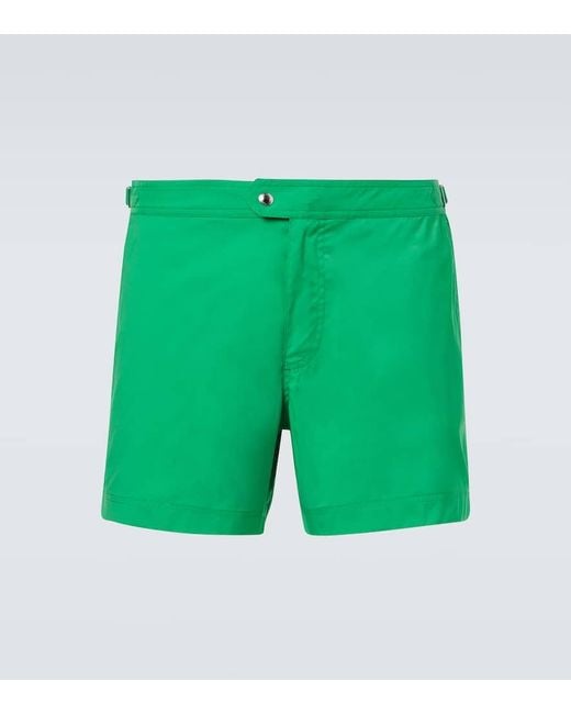 Tom Ford Green Logo Swim Trunks for men