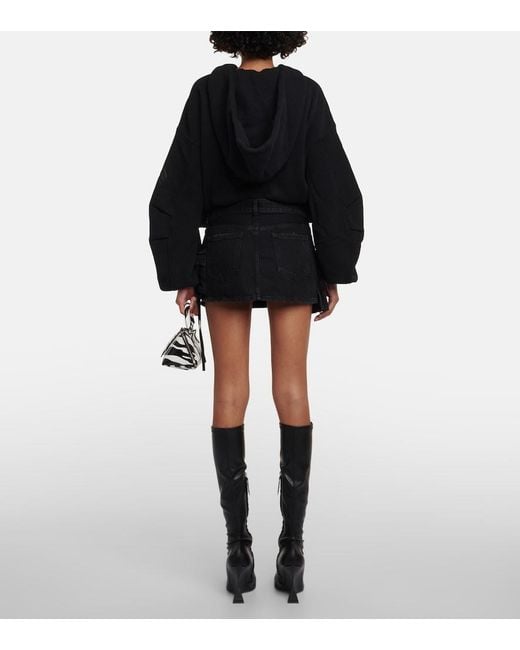 The Attico Black Fay Low-rise Denim Miniskirt
