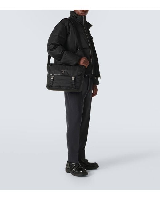 Prada Messenger Bag Aus Re-Nylon Mit Leder in Black für Herren