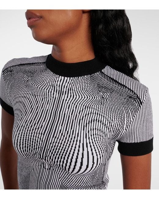 Jean Paul Gaultier Black Morphing Pinstripe Jacquard Jersey Top